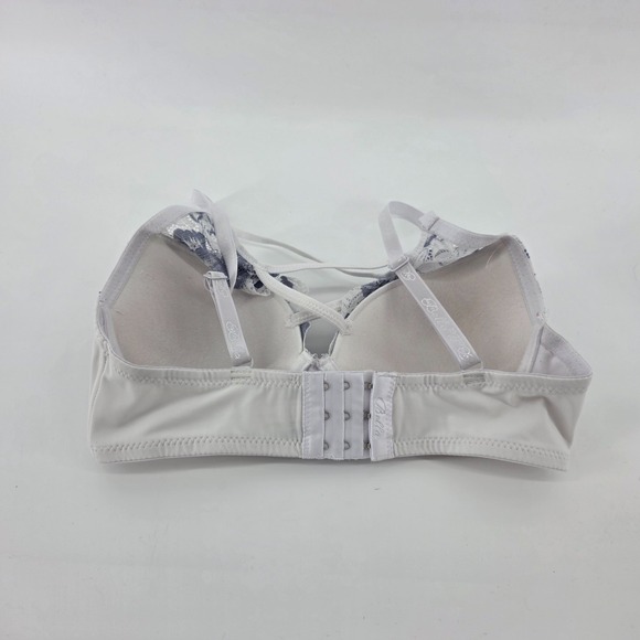 Bella Womens 34B Padded Underwire White/Blue Floral Bra Cris Cross top - Picture 2 of 4